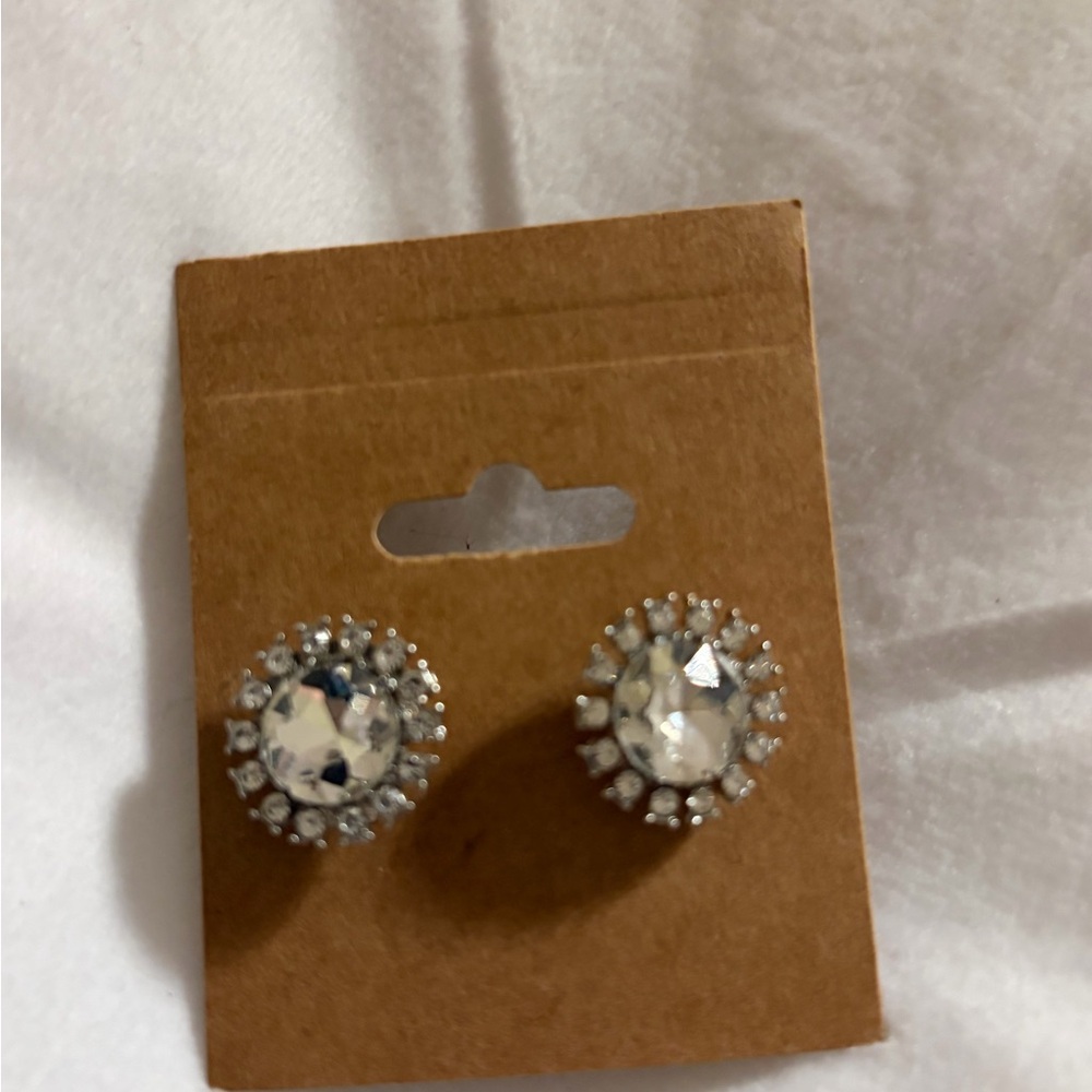 Elegant Silver Crystal Stud Earrings